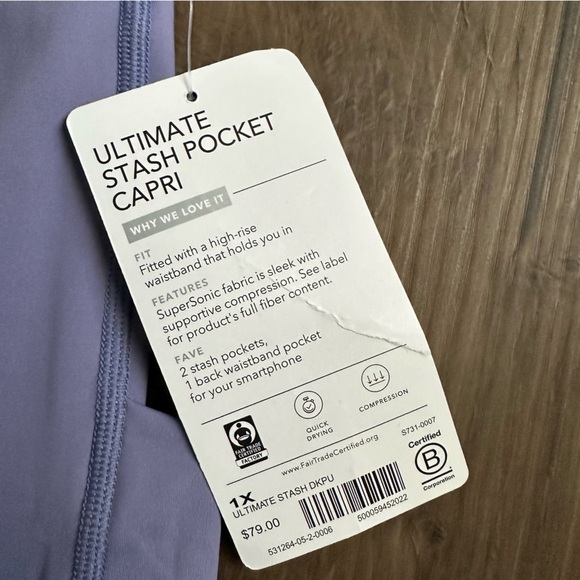NWT Athleta Ultimate Stash Pocket Capri Leggings Dusk Purple - Size 1x - Picture 13 of 13